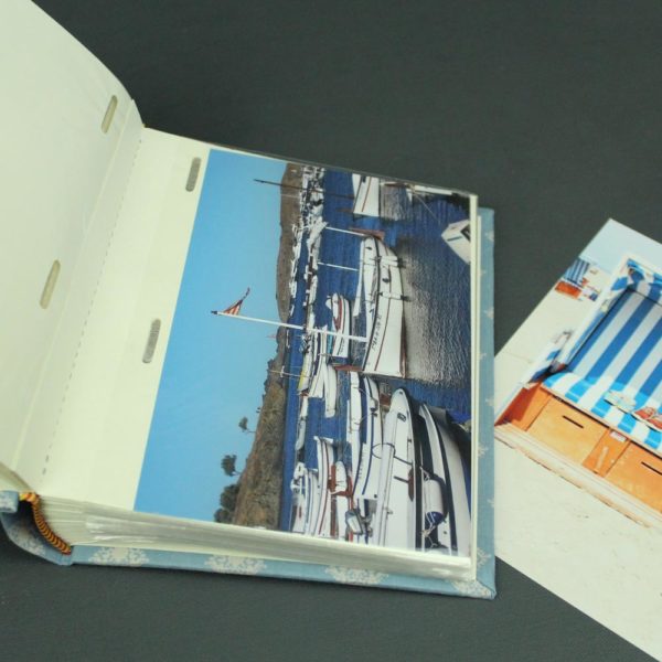 Kleines Einsteckalbum blau Toile de Jouy