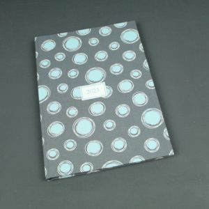 Buchkalender 2023 Blau Grau mit Dots