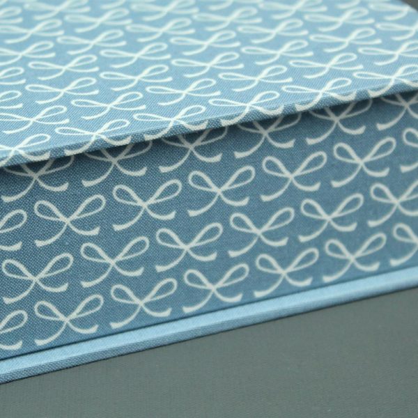 Schmuckschatulle blau creme mit Schleifendruck